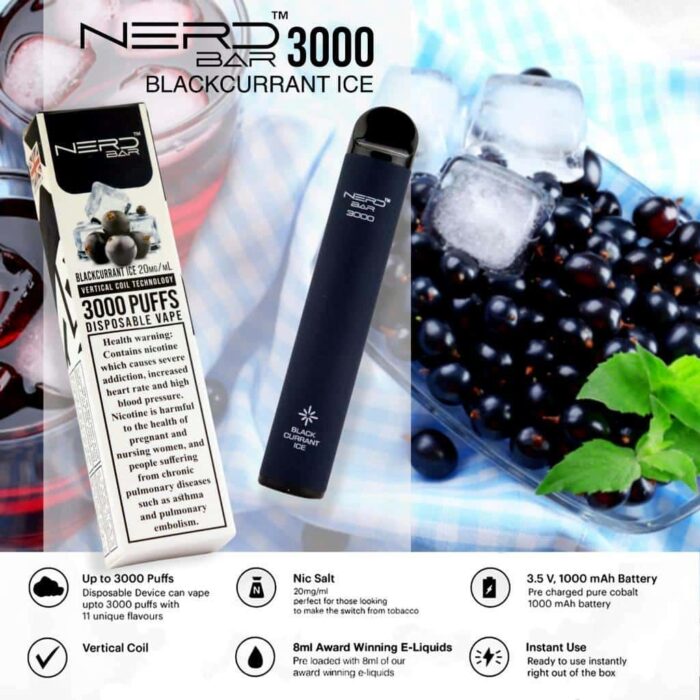 Blackcurrant Ice Best Vape Store UAE Online | Dxb Vape Club Online Nerd Bar 3000 Puffs Disposable Pod Vape In Dubai