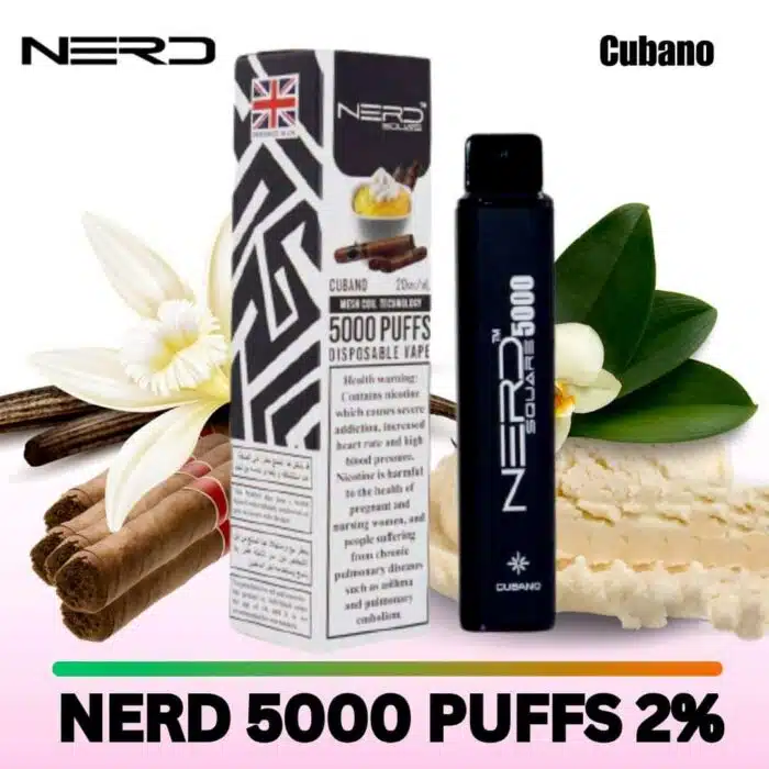 Cubano Best Vape Store UAE Online | Dxb Vape Club Online Nerd Square 5000 Puffs Disposable Vape 2%