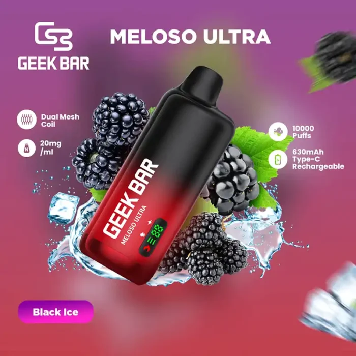GEEK BAR Meloso Ultra 10000 Puffs Black Ice Best Vape Store UAE Online | Dxb Vape Club Online GEEK BAR Meloso Ultra 10000 Puffs In UAE