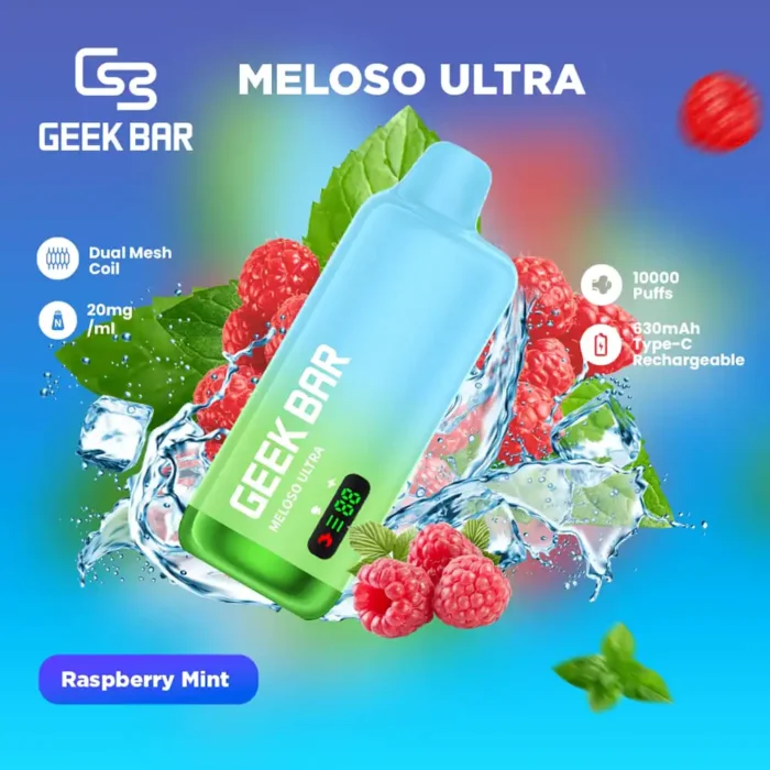 GEEK BAR Meloso Ultra 10000 Puffs Raspberry Mint Best Vape Store UAE Online | Dxb Vape Club Online GEEK BAR Meloso Ultra 10000 Puffs In UAE