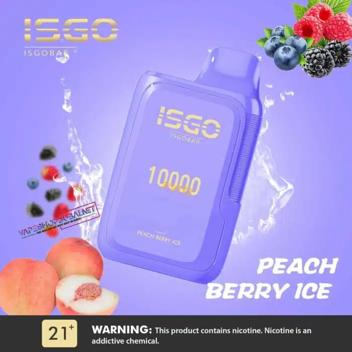 ISGO BAR 10000 PUFFS Peach Berry Ice Best Vape Store UAE Online | Dxb Vape Club Online ISGO BAR DISPOSABLE VAPE (10000 puffs) IN DUBAI