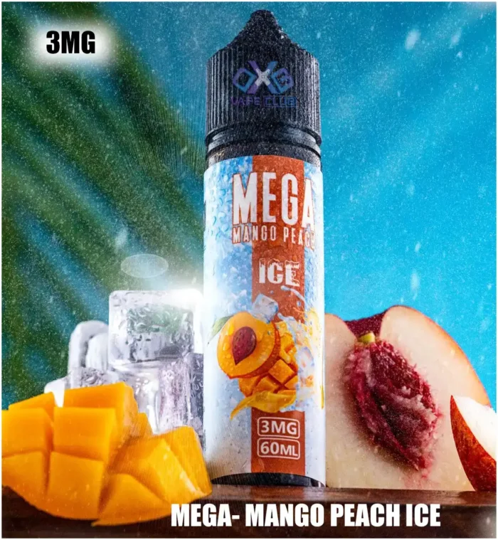 MEGA 60ML Bottle E Liquid MEGA MANGO PEACH ICE Best Vape Store UAE Online | Dxb Vape Club Online Mega E-Liquid By Grand E-Juice 60ml In Dubai