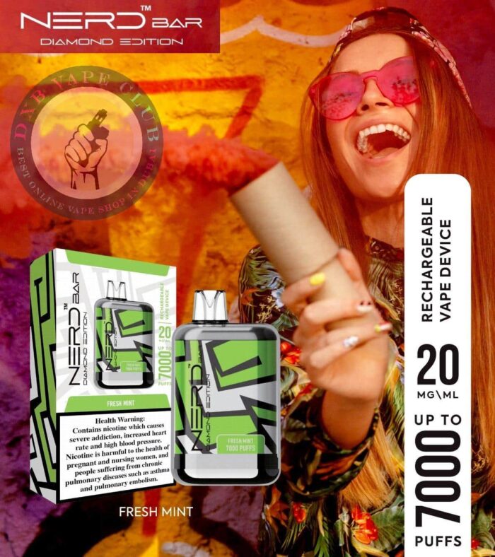 NERD Bar Diamond Disposable Vape Fresh Mint Best Vape Store UAE Online | Dxb Vape Club Online NERD Bar Diamond Disposable Vape 7000 Puffs In UAE