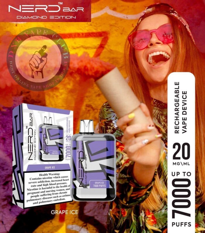 NERD Bar Diamond Disposable Vape Grape Ice Best Vape Store UAE Online | Dxb Vape Club Online NERD Bar Diamond Disposable Vape 7000 Puffs In UAE