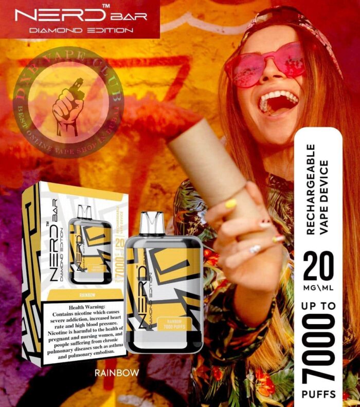 NERD Bar Diamond Disposable Vape Rainbow Best Vape Store UAE Online | Dxb Vape Club Online NERD Bar Diamond Disposable Vape 7000 Puffs In UAE