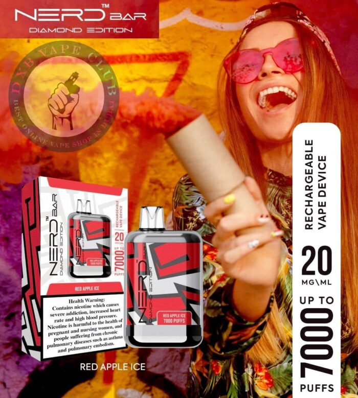 NERD Bar Diamond Disposable Vape Red Apple Ice Best Vape Store UAE Online | Dxb Vape Club Online NERD Bar Diamond Disposable Vape 7000 Puffs In UAE
