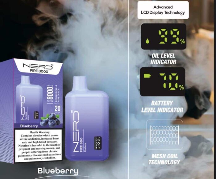 NERD FIRE 8000 PUFFS BLUEBERRY