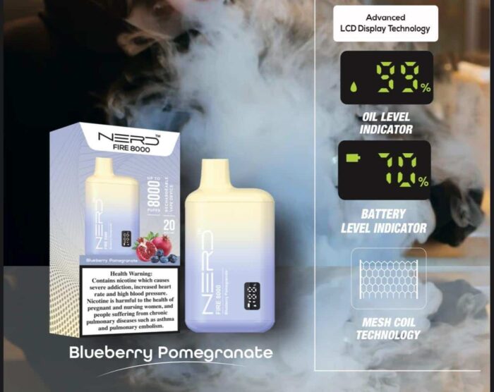 NERD FIRE 8000 PUFFS BLUEBERRY POMEGRANATE