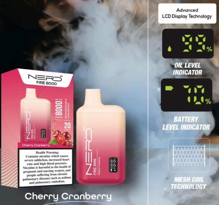 NERD FIRE 8000 PUFFS CHERRY CRANBERRY