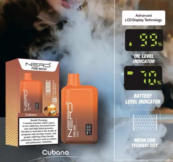 NERD FIRE 8000 PUFFS CUBANO Best Vape Store UAE Online | Dxb Vape Club Online Nerd Fire 8000 Puffs - Buy Nerd Fire @ Best Price AED 40