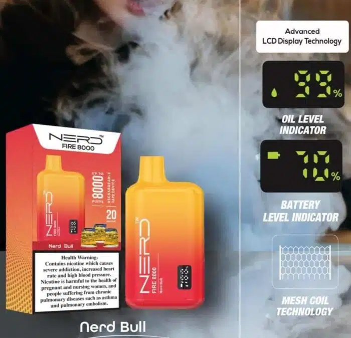 NERD FIRE 8000 PUFFS NERD BULL Best Vape Store UAE Online | Dxb Vape Club Online Nerd Fire 8000 Puffs - Buy Nerd Fire @ Best Price AED 40