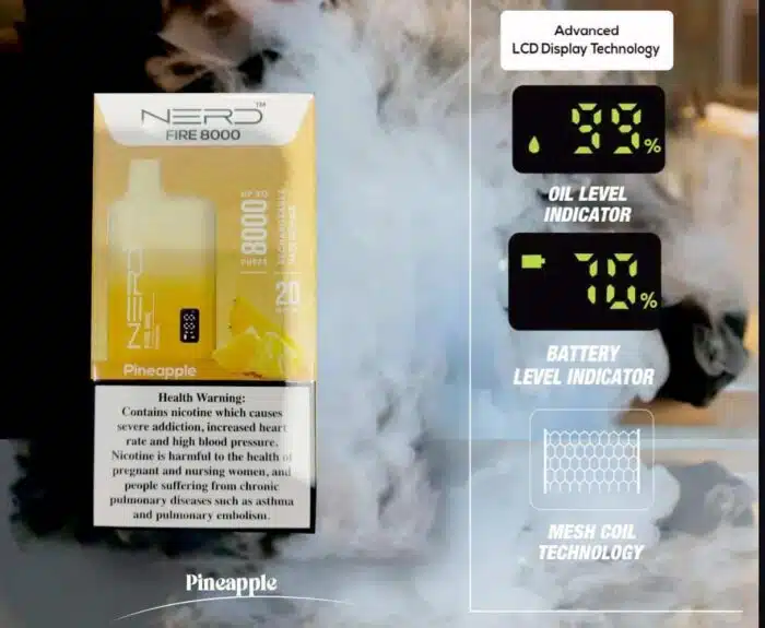 NERD FIRE 8000 PUFFS Pineapple copy Best Vape Store UAE Online | Dxb Vape Club Online Nerd Fire 8000 Puffs - Buy Nerd Fire @ Best Price AED 40