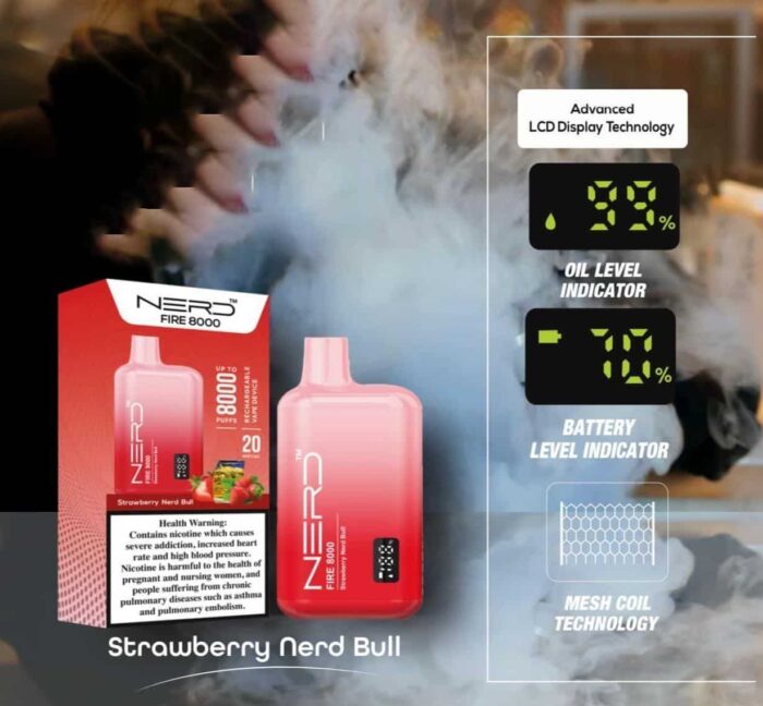 NERD FIRE 8000 PUFFS Srrawberry Nerd Bull