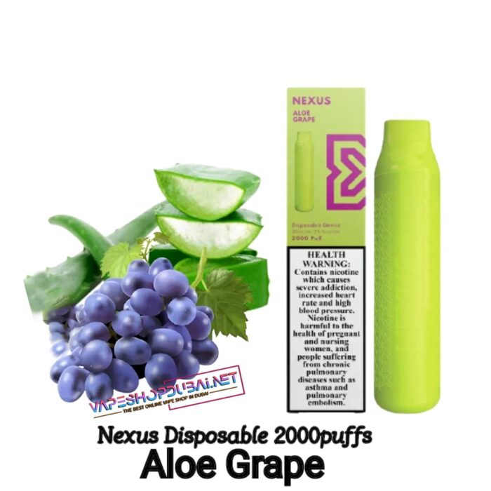 Nexus Disposable Vape aloe Grape 2000 puffs Best Vape Store UAE Online | Dxb Vape Club Online POD SALT NEXUS DISPOSABLE (2000 Puffs) IN DUBAI UAE