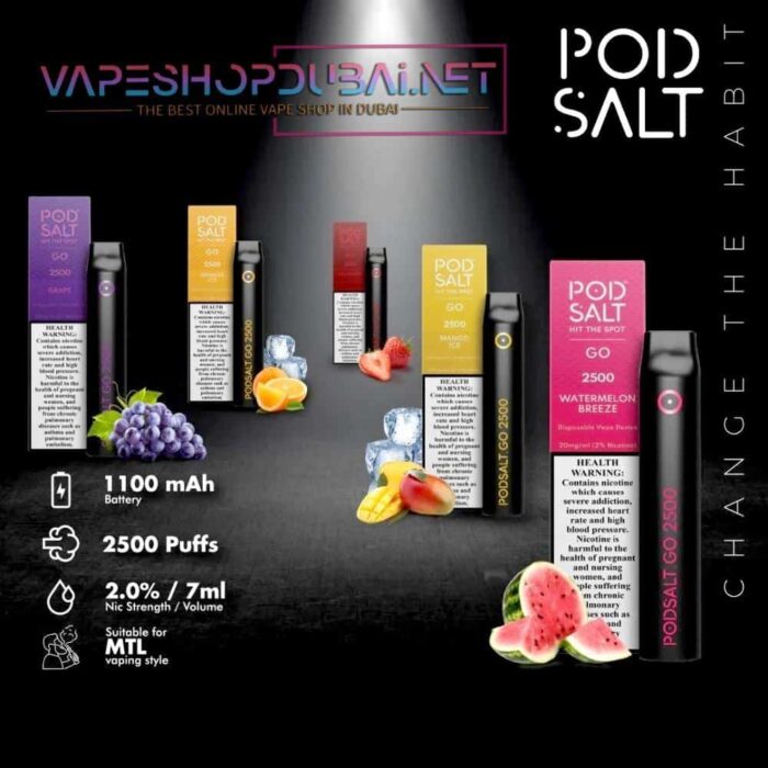 POD SALT GO DISPOSABLE 2500 PUFFS 20MG Dubai