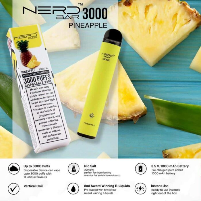 Pineapple Best Vape Store UAE Online | Dxb Vape Club Online Nerd Bar 3000 Puffs Disposable Pod Vape In Dubai