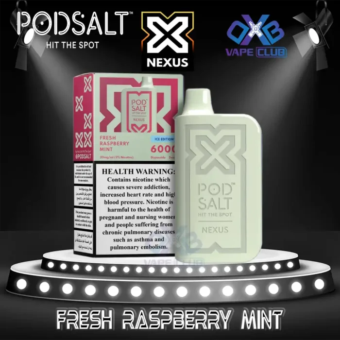 PodSalt Nexus 6000 Puffs Disposable Vape Fresh Raspberry Mint