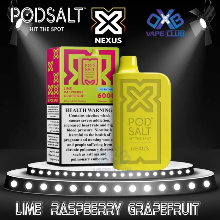 PodSalt Nexus 6000 Puffs Disposable Vape Lime Raspberry Grapefruit