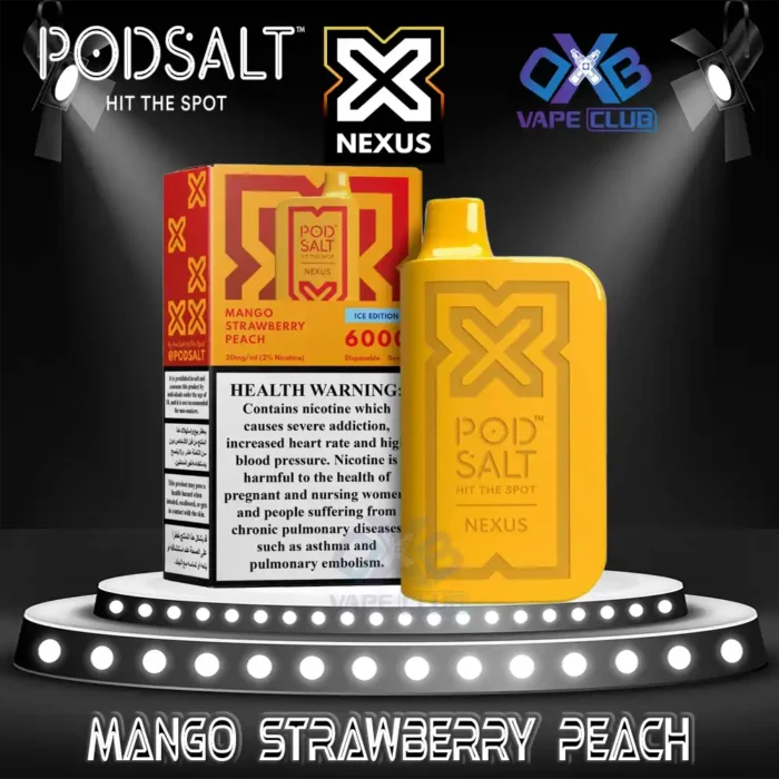 PodSalt Nexus 6000 Puffs Disposable Vape Mango Strawberry Peach