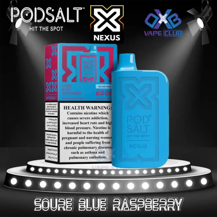 PodSalt Nexus 6000 Puffs Disposable Vape Soure Blue Raspberry