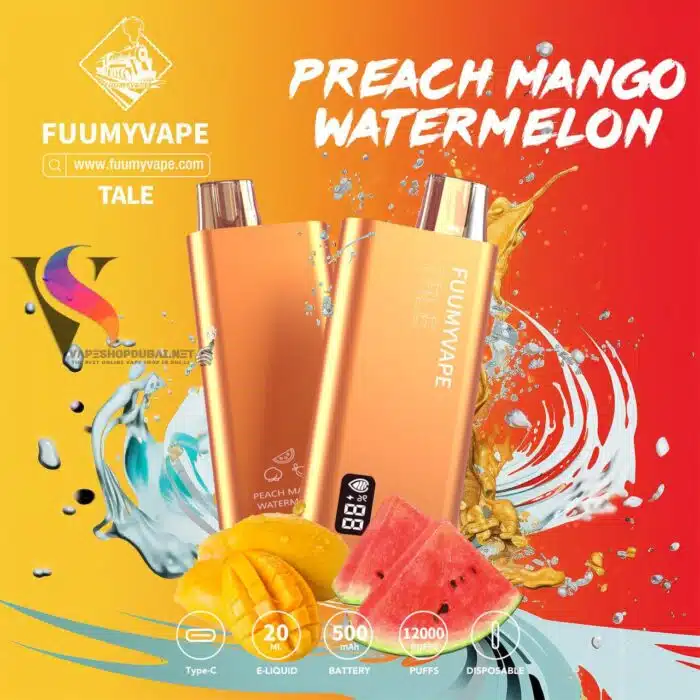 Preach Mango Watermelon Best Vape Store UAE Online | Dxb Vape Club Online FUUMYVAPE TALE 12000 PUFFS RECHARGEABLE DISPOSABLE IN UAE