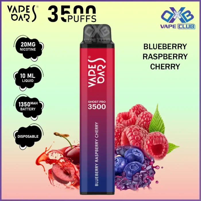 VAPES BARS GHOST PRO 3500 PUFFS 20MG BLUEBERRY RASPBERRY CHERRY Best Vape Store UAE Online | Dxb Vape Club Online Vapes Bars Ghost Pro 3500 Puffs | Buy Ghost Pro AED 40