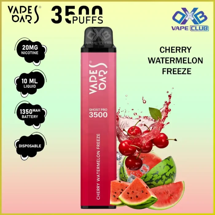 VAPES BARS GHOST PRO 3500 PUFFS 20MG CHERRY WATERMELON FREEZE Best Vape Store UAE Online | Dxb Vape Club Online Vapes Bars Ghost Pro 3500 Puffs | Buy Ghost Pro AED 40