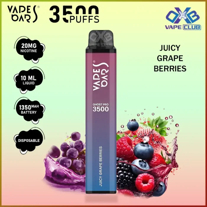 VAPES BARS GHOST PRO 3500 PUFFS 20MG JUICY GRAPE BERRIES Best Vape Store UAE Online | Dxb Vape Club Online Vapes Bars Ghost Pro 3500 Puffs | Buy Ghost Pro AED 40