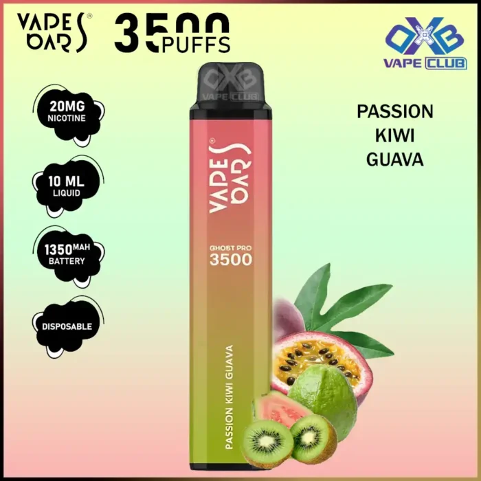 VAPES BARS GHOST PRO 3500 PUFFS 20MG PASSION KIWI GUAVA Best Vape Store UAE Online | Dxb Vape Club Online Vapes Bars Ghost Pro 3500 Puffs | Buy Ghost Pro AED 40