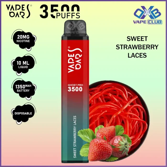 VAPES BARS GHOST PRO 3500 PUFFS 20MG SWEET STRAWBERRY LACES Best Vape Store UAE Online | Dxb Vape Club Online Vapes Bars Ghost Pro 3500 Puffs | Buy Ghost Pro AED 40