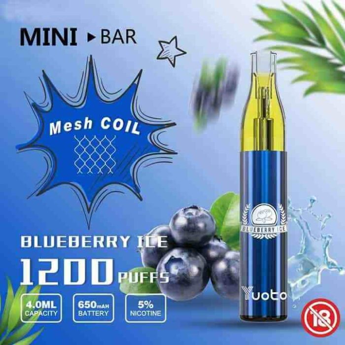 YUOTO Minibar 1200 puffs Disposable Blueberry Ice min 4 11zon 4 11zon