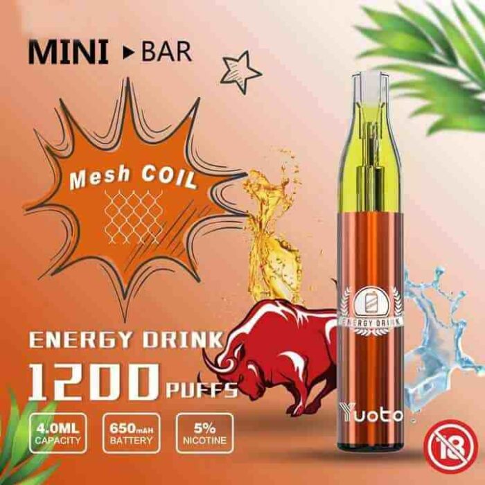 YUOTO Minibar 1200 puffs Disposable Energy Drink 1 min 6 11zon 6 11zon