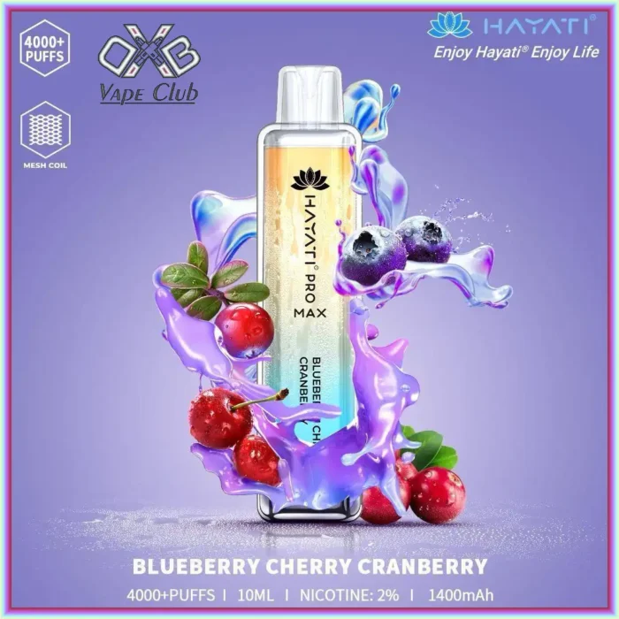 Hayati-Pro-Max-Blueberry-Cherry-Cranberry-4000-Puffs-Disposable-Vape-in-Dubai-UAE