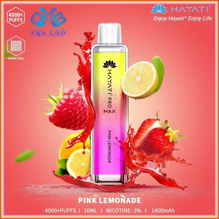 Hayati-Pro-Max-Pink-Lemonade-4000-Puffs-Disposable-Vape-in-Dubai-UAE