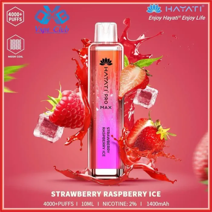 Hayati-Pro-Max-Strawberry-Raspberry-Ice-4000-Puffs-Disposable-Vape-in-Dubai-UAE