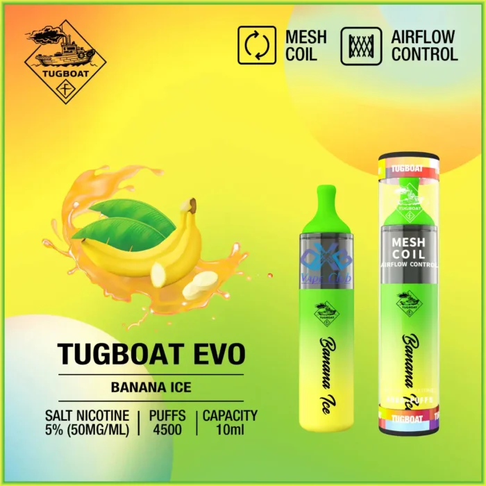 Tugboat-Evo-Banana-Ice-4500-Puffs Disposable Vape