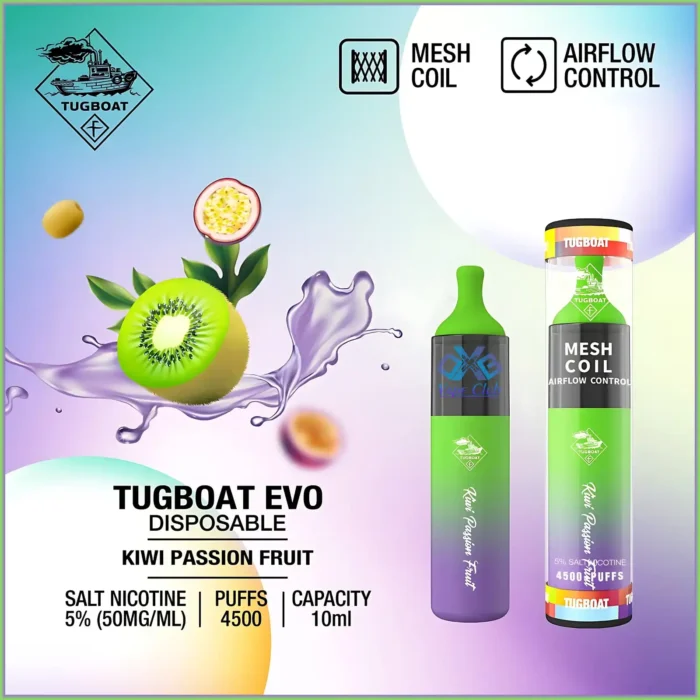 Tugboat-Evo-Kiwi-Passion-Fruit-4500-Puffs Disposable Vape