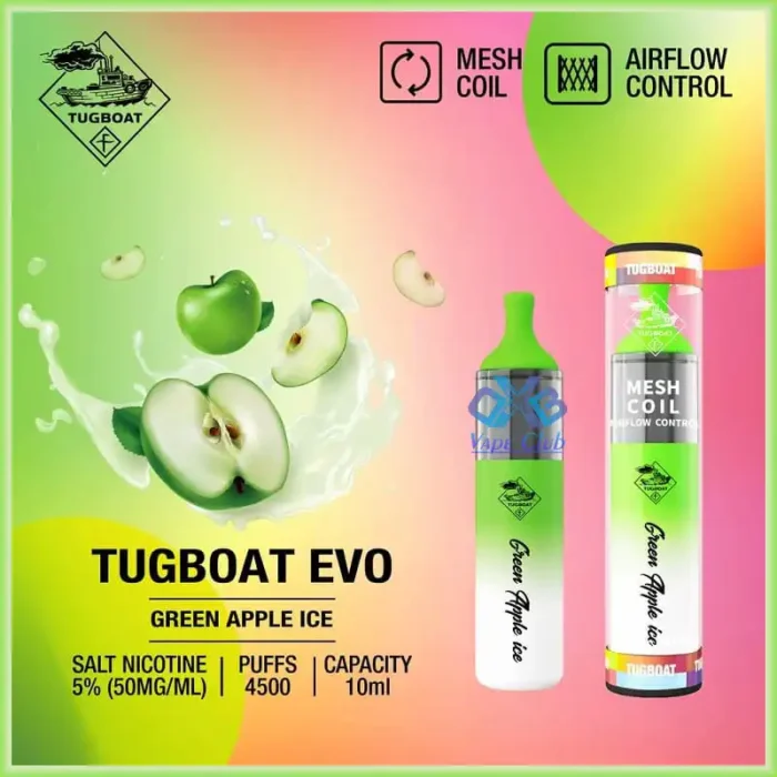 tugboat-evo-4500-puffs-green-apple-ice Disposable Vape