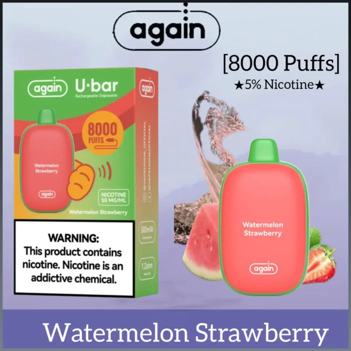 AGAIN U BAR 8000 PUFFS WATERMELON STRAWBERRY