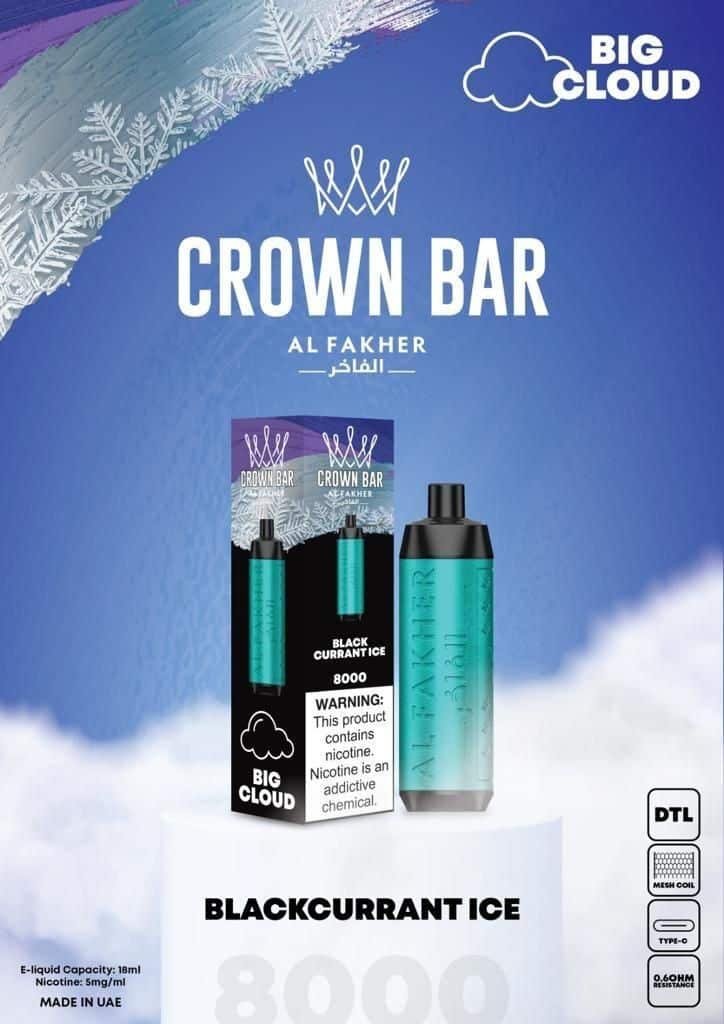 Al-Fakher-Crown-Bar-8000-Puffs-Blackcurrant-Ice