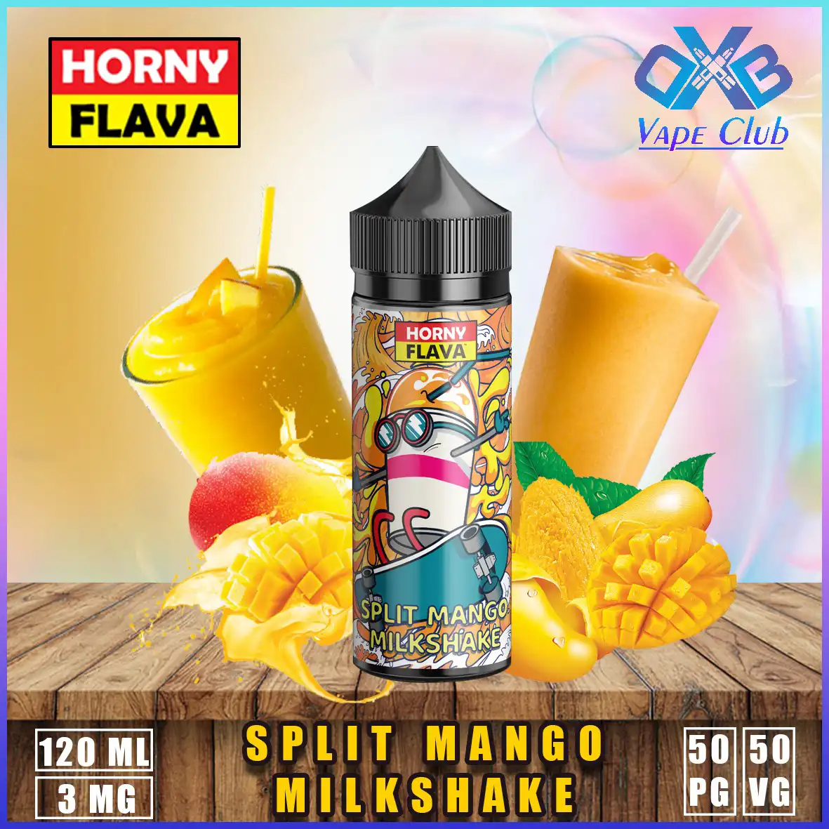 Horny-Flava-120ml-3mg-E-Liquid-Split-Mango-Milkshake