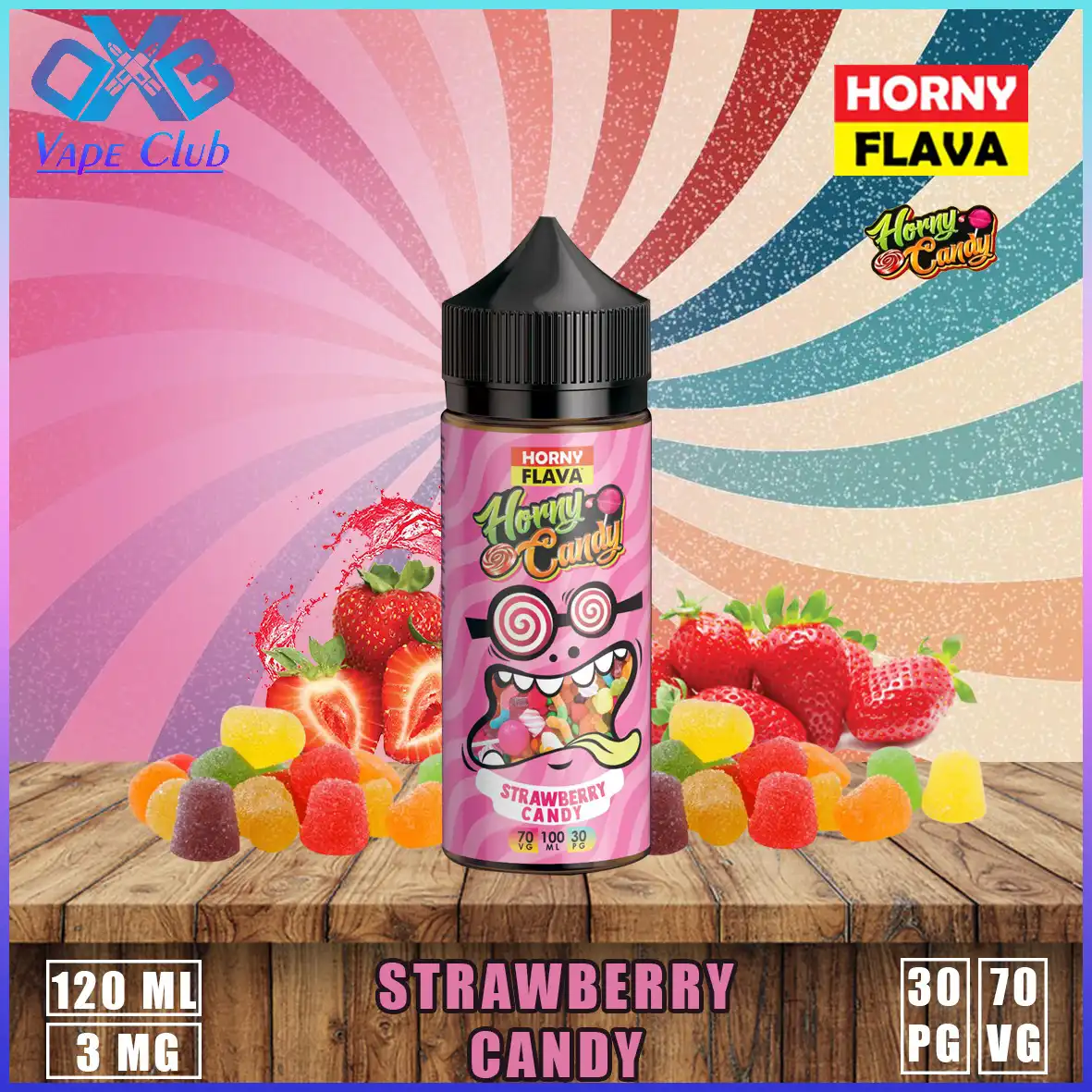 Horny-Flava-120ml-E-Liquid-Strawberry-Candy