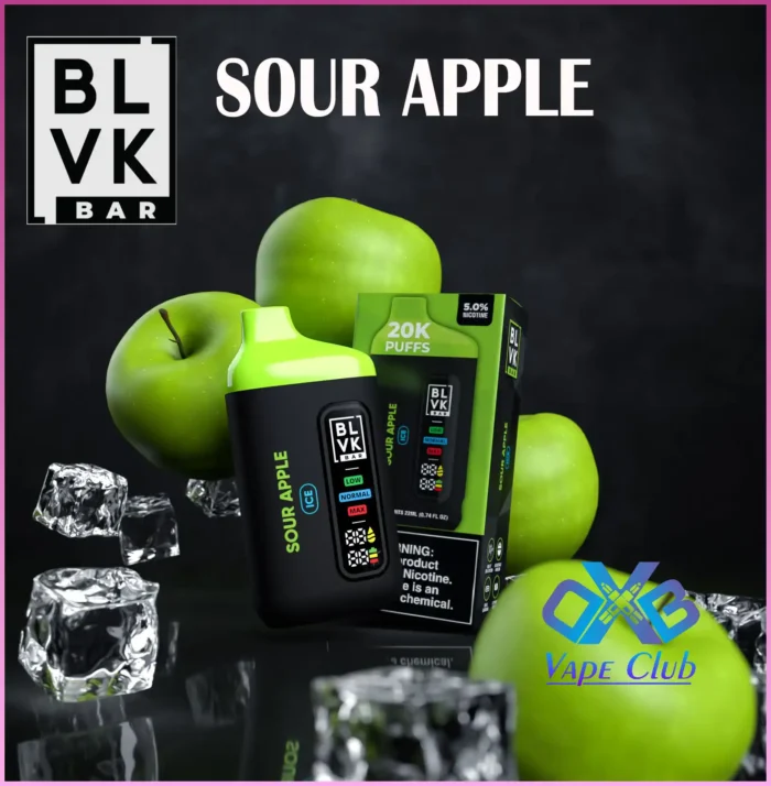 Sour Apple By Blvk Bar 20000 Puffs Disposable Vape Best Vape Store UAE Online | Dxb Vape Club Online BLVK Bar Disposable Vape 20K Puffs - AED 45