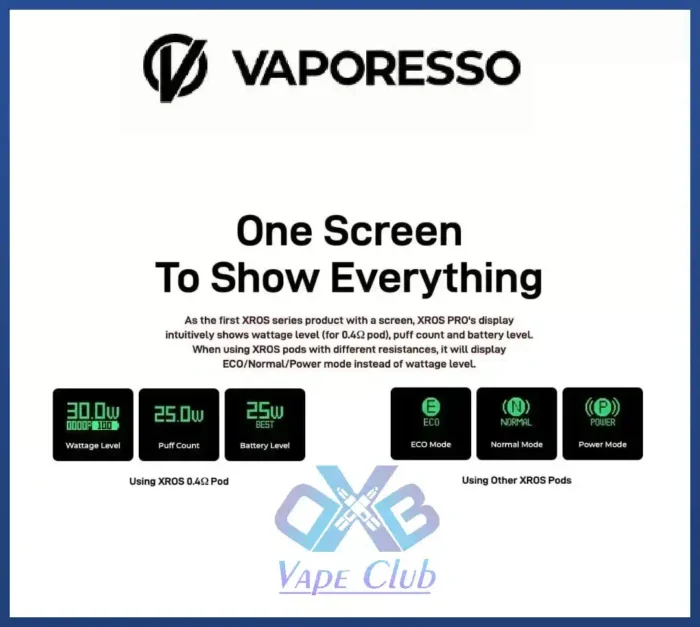 Vaporesso XROS Pro Vape Kit 1200mAh Best Vape Store UAE Online | Dxb Vape Club Online Vaporesso XROS Pro Vape Kit | 30W 1200mAh Battery In Dubai