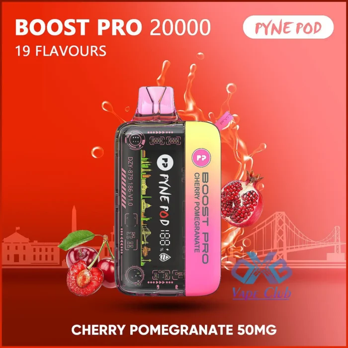 pyne pod boost pro 20000 puffs disposable kit Cherry Pomegranate