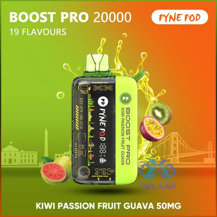 pyne pod boost pro 20000 puffs disposable kit Kiwi Passion Fruit Guava Best Vape Store UAE Online | Dxb Vape Club Online Pyne Pod Boost Pro 20000 Puffs Disposable Vape In Dubai