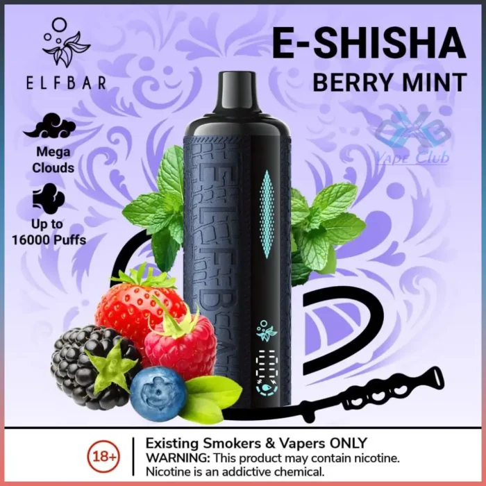 Elf Bar E Shisha 16000 Puffs Disposable Vape Berry Mint