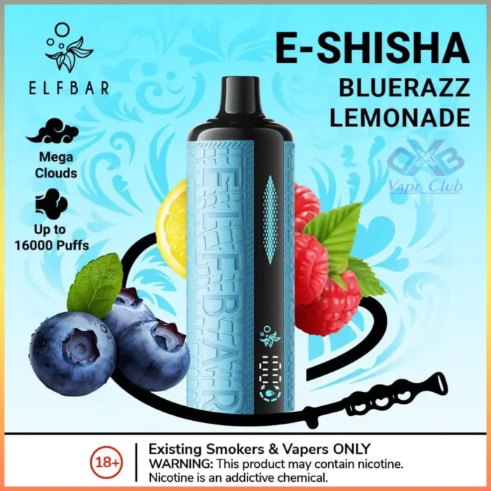 Elf Bar E Shisha 16000 Puffs Disposable Vape Bluerazz Lemonade copy