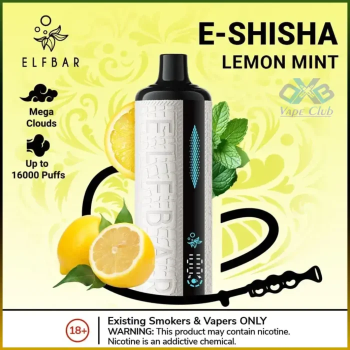 Elf Bar E Shisha 16000 Puffs Disposable Vape Lemon Mint