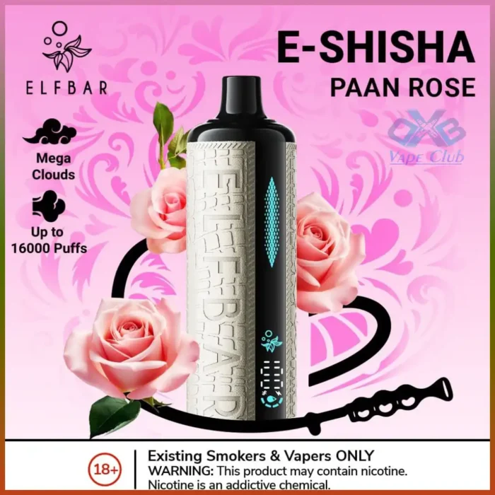 Elf Bar E Shisha 16000 Puffs Disposable Vape Paan Rose